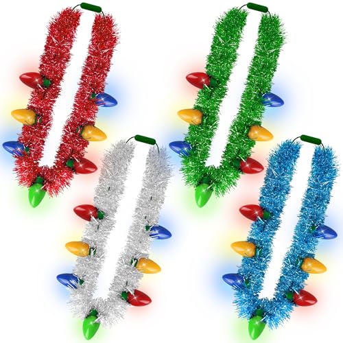 Light up Christmas Necklace 4PCS 7 Bulb 3 Modes F5452
