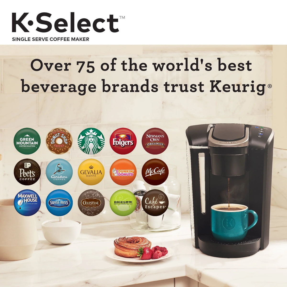 Single-Serve K-Cup Pod Coffee Maker with Strength Control, Matte Black B7529