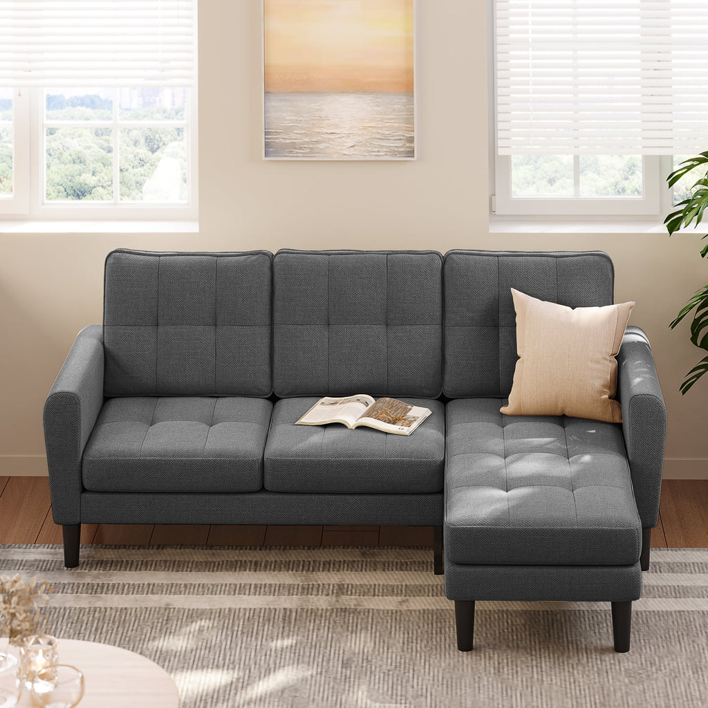 Dark Gray L Shaped Sectional Sofa Bed with Ottoman X805