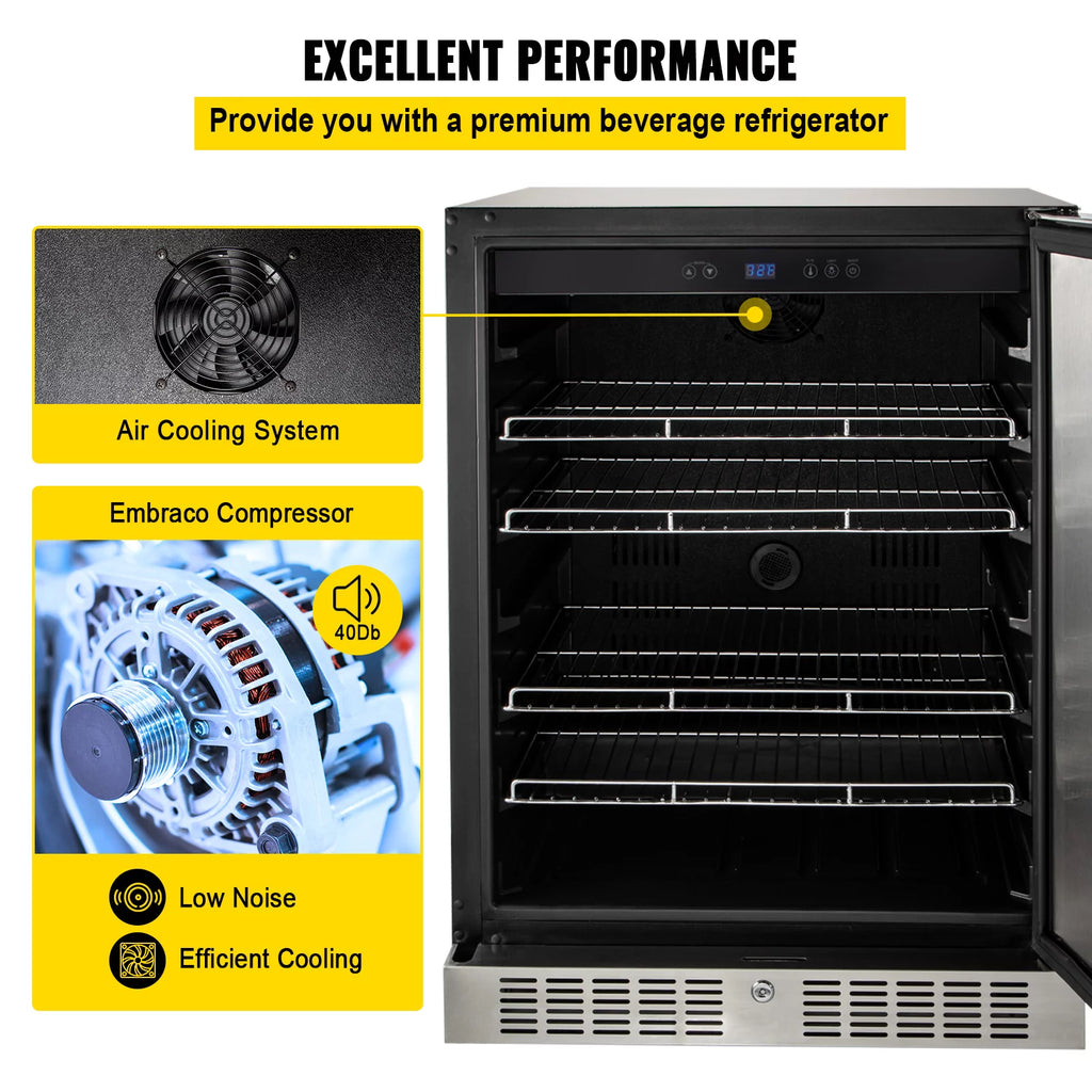 24" Stainless Steel Beverage Cooler 5.5 cu.ft. 142 Can Reversible Door Refrigerator H920888