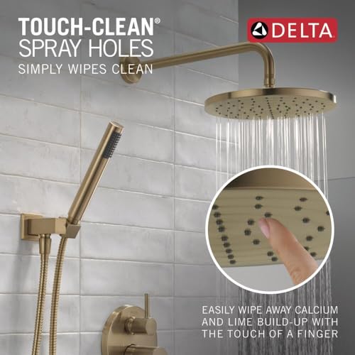 2-Setting Round Shower System with Rain Shower Head and Handheld Spray Chrome U84697
