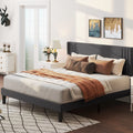 Queen Full Wingback Platform Bed Frame with Under-bed Storage Beige A51980