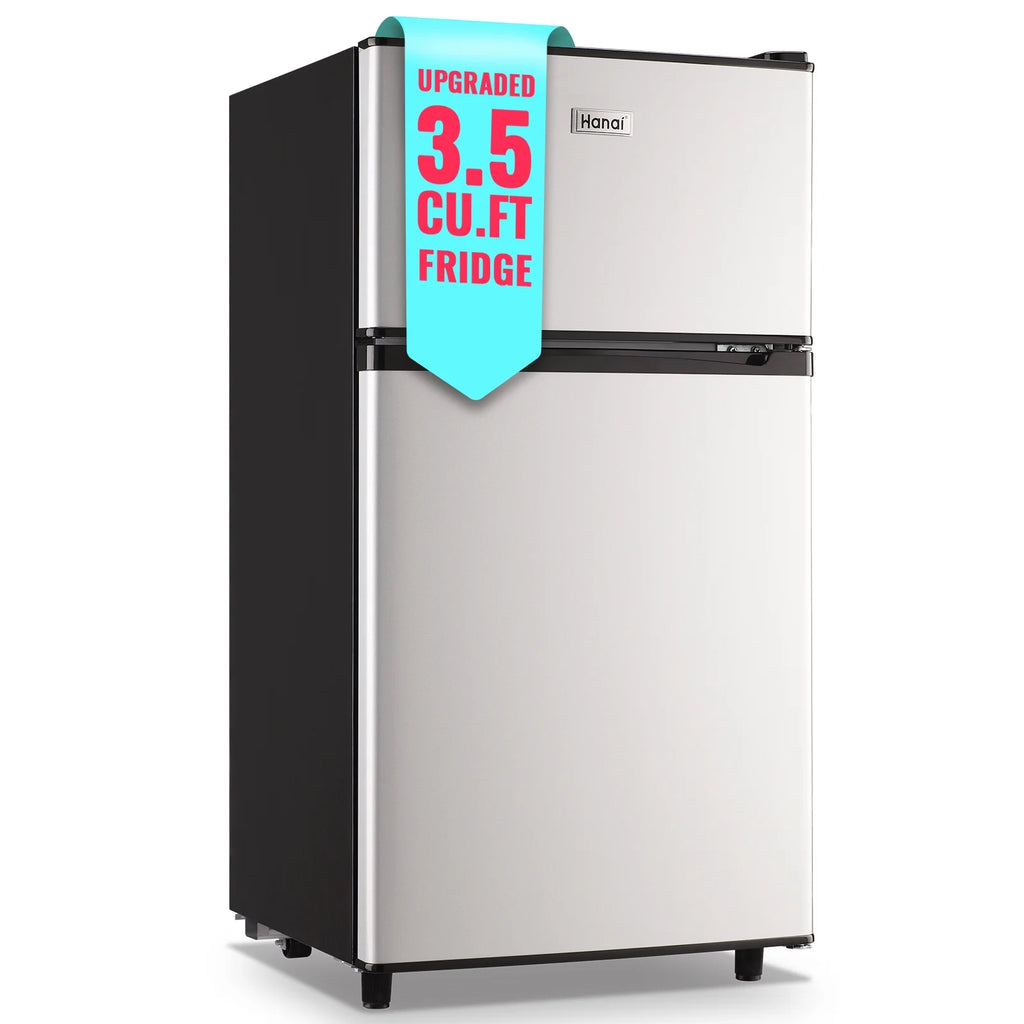 3.5 Cu.ft Dual Door Mini Fridge with Freezer Silver A9007