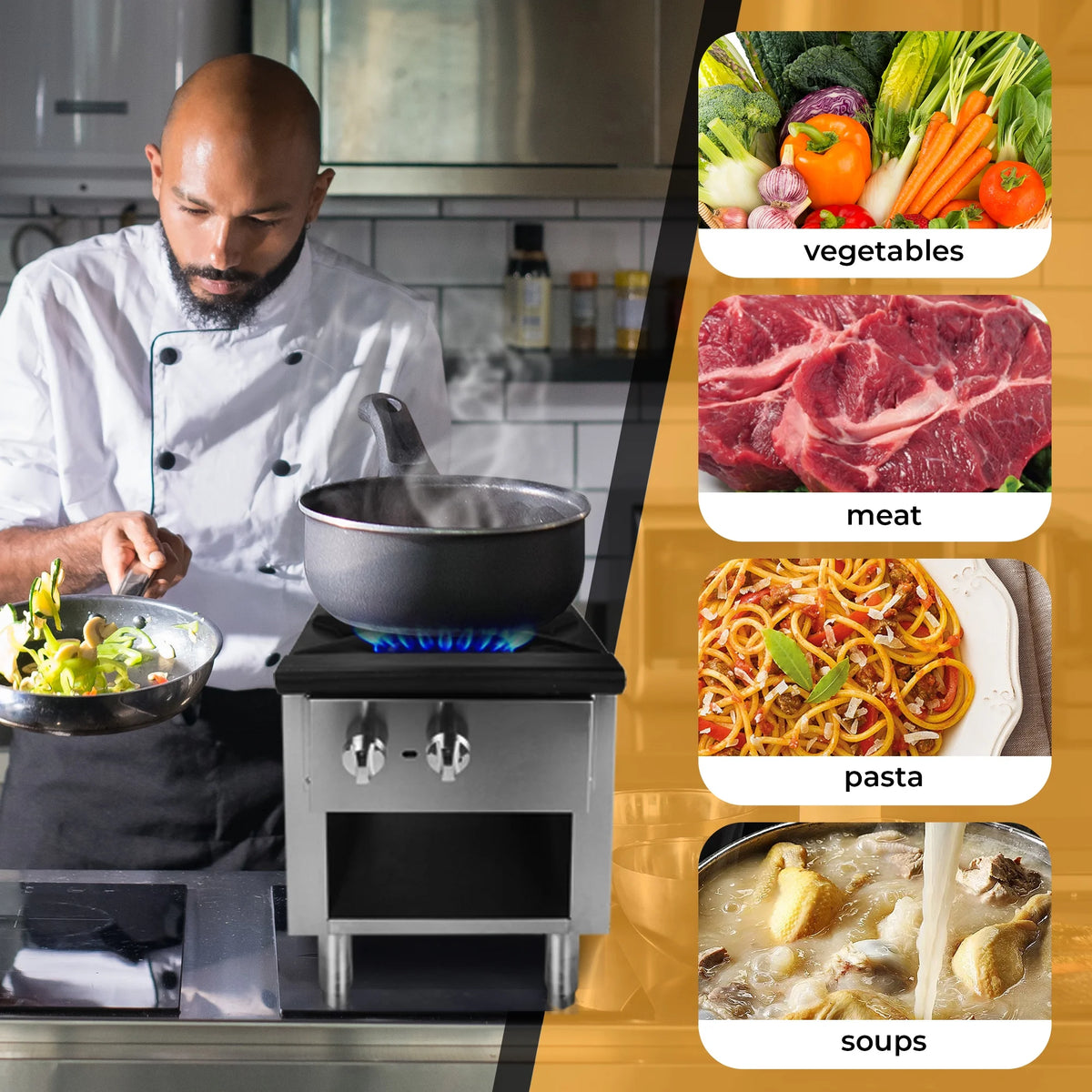 18" Heavy Duty Stainless Steel Gas Stock Pot Stove 90000 BTU O163