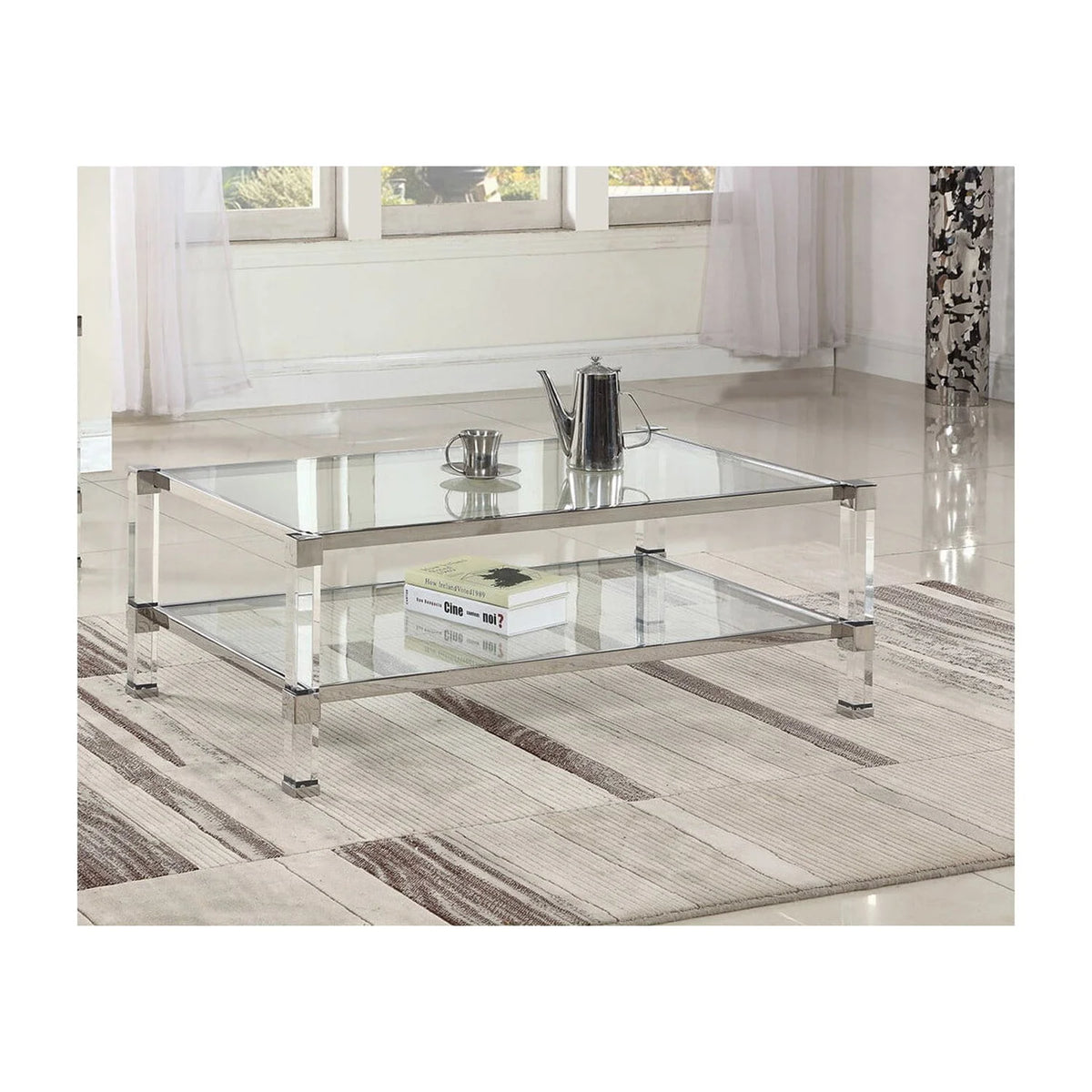 Silver Glass Coffee Table Y60245