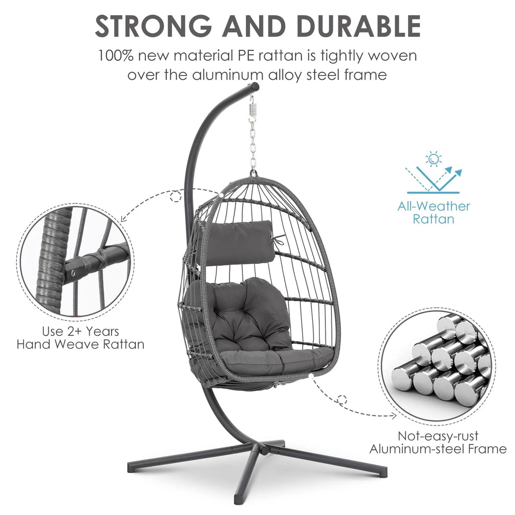Hanging Egg Chair with Stand and Cushion X597