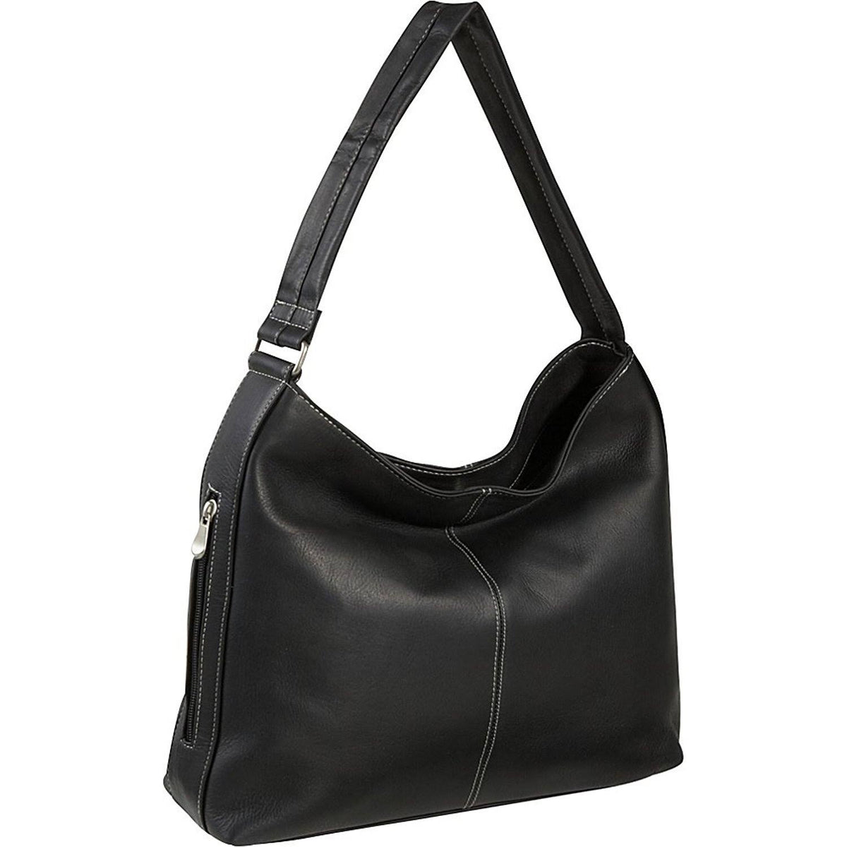 Black Leather Shoulder Tote Z8960