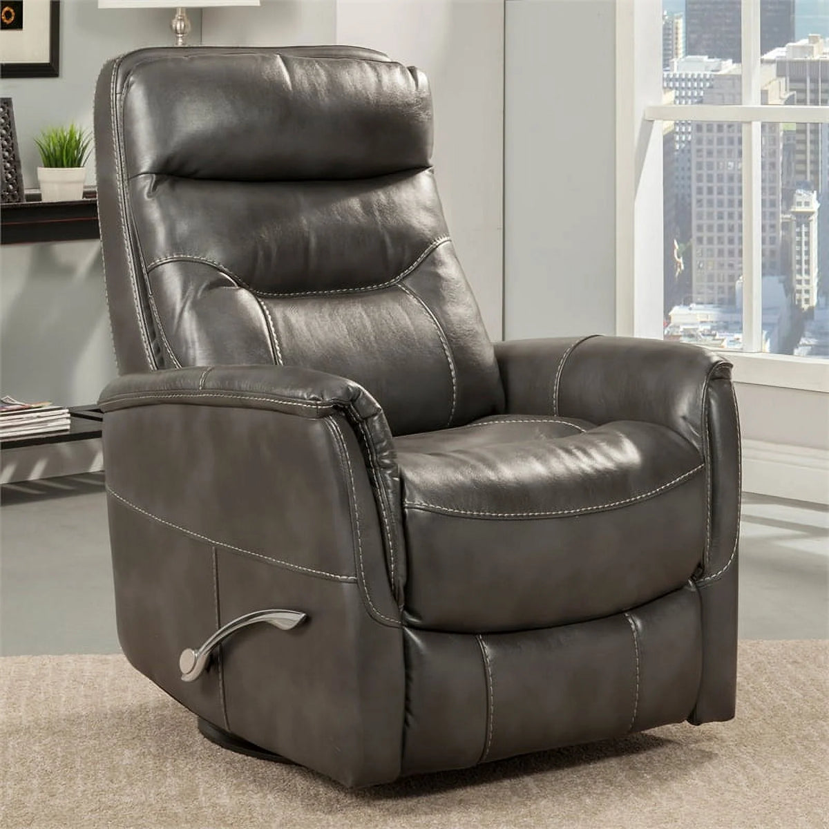 Black Polyester Manual Swivel Glider Recliner N358058