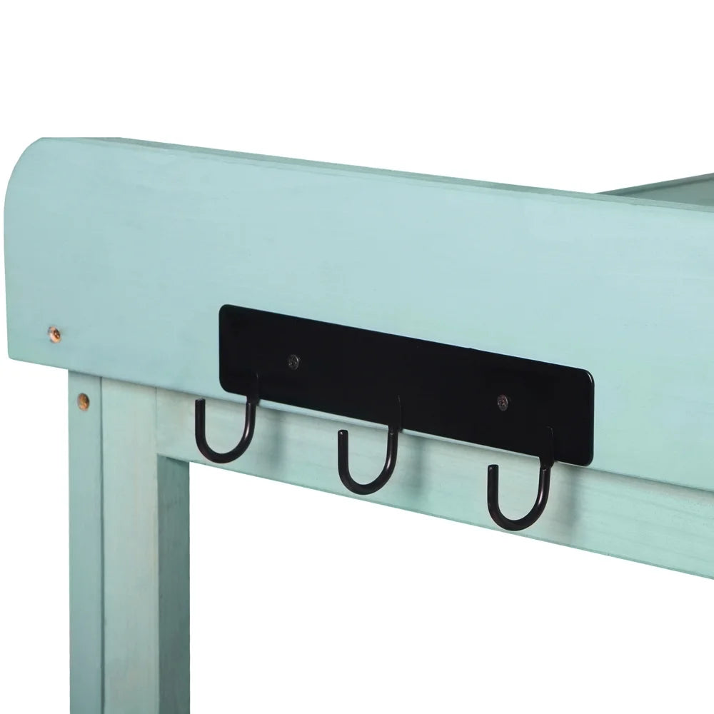 65" Green Wooden Potting Bench with 4 Storage Shelves K367