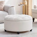 30-Inch Round Button Tufted Upholstered Ottoman with Removeable Top V976