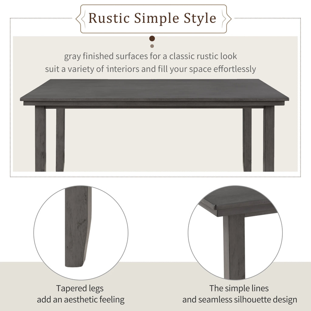Rustic Wood Dining Set Set Of 6 Gray D26838