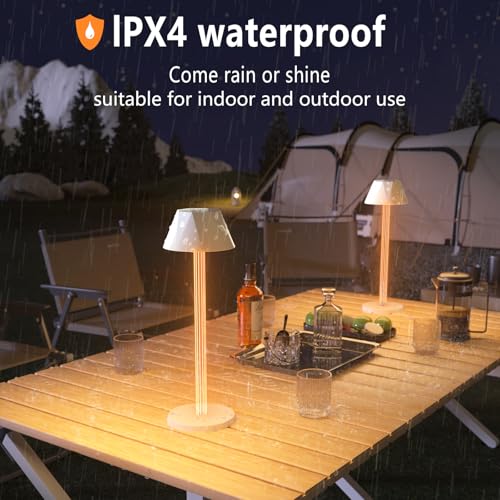 Rechargeable Cordless Table Lamp with 6000mAh Battery Operated 3 Color Stepless Dimming Waterproof R9485