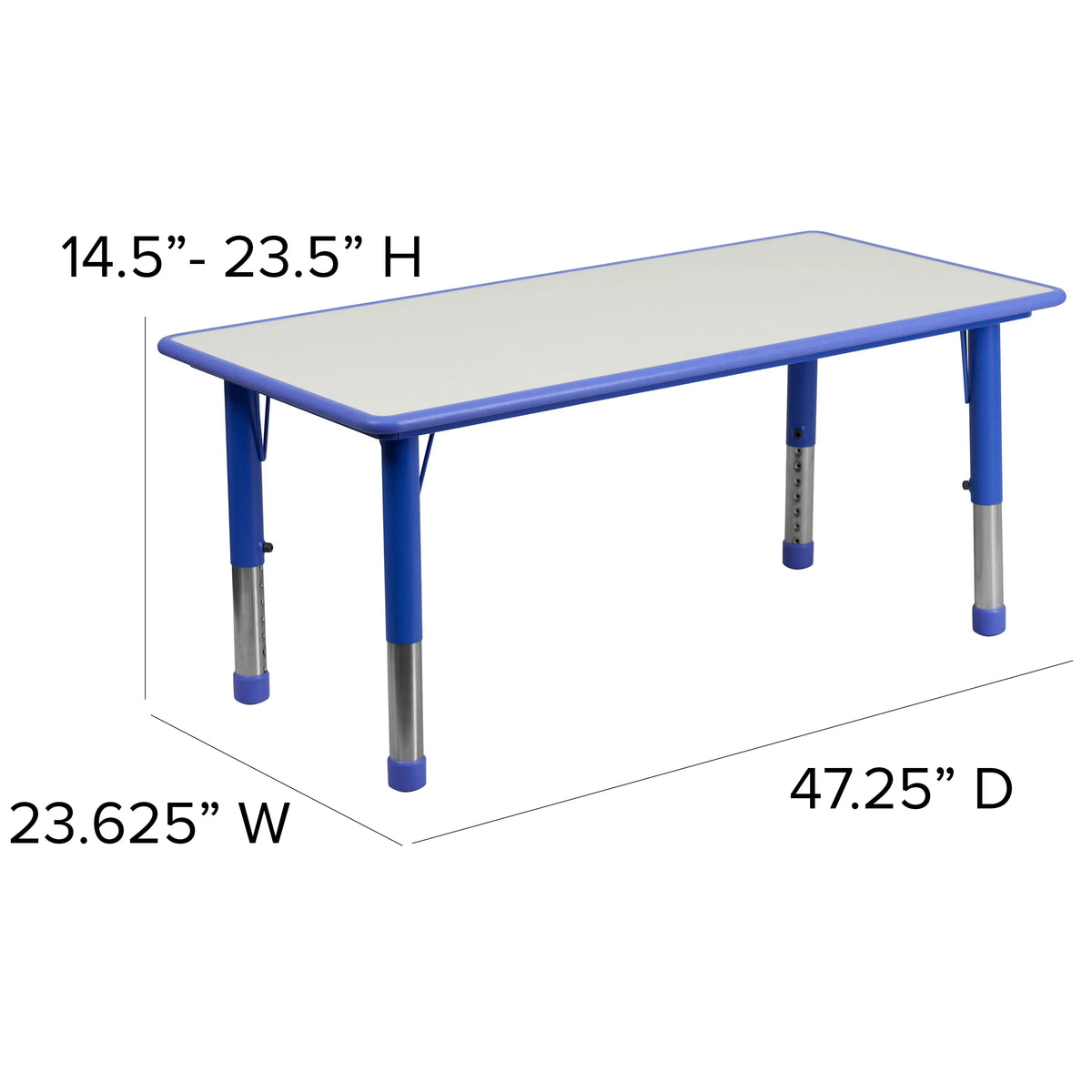 Blue Plastic Height Adjustable Activity Table Set with 4 Chairs H4188