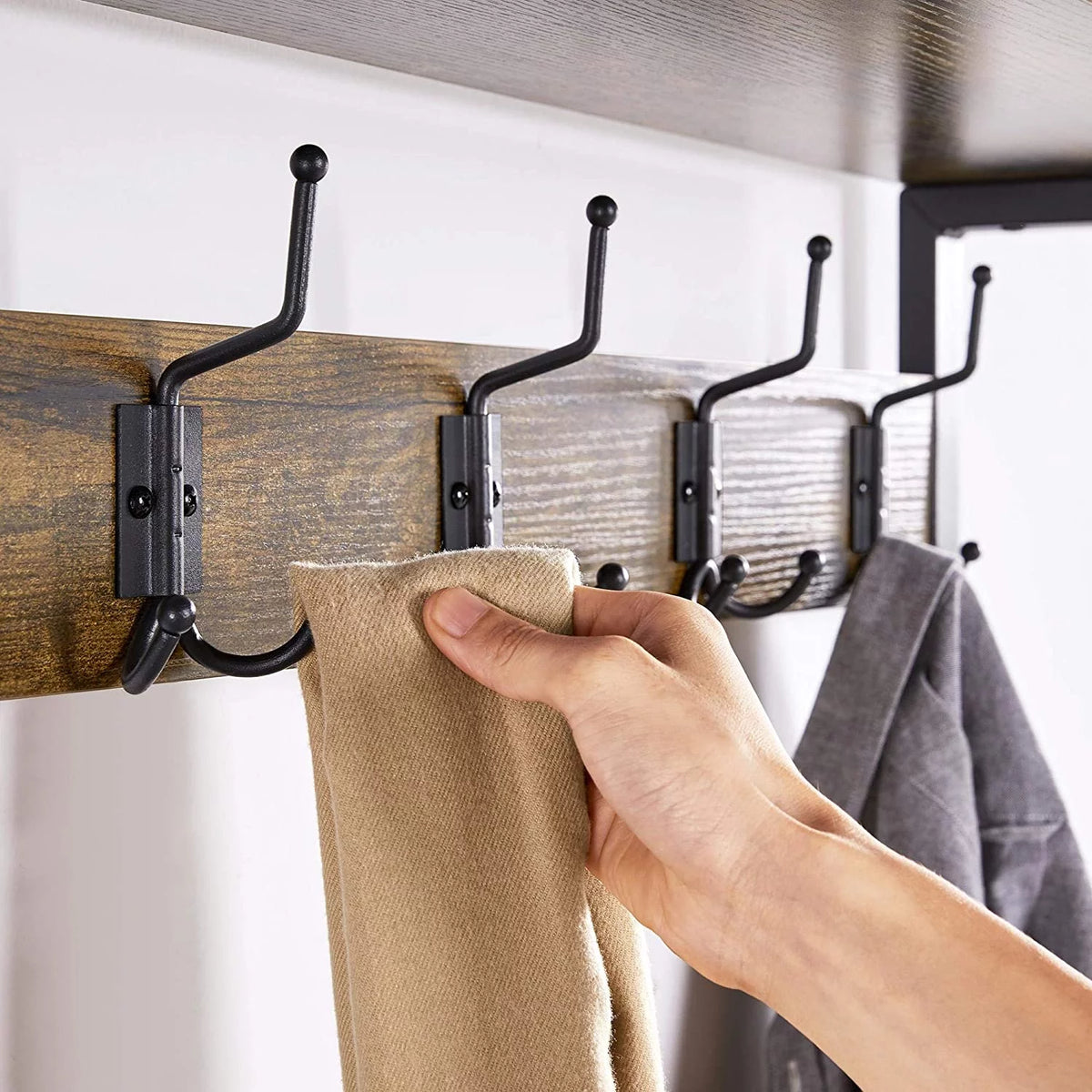 Hall Tree Coat Rack Shoe Bench with 23 Hooks X746