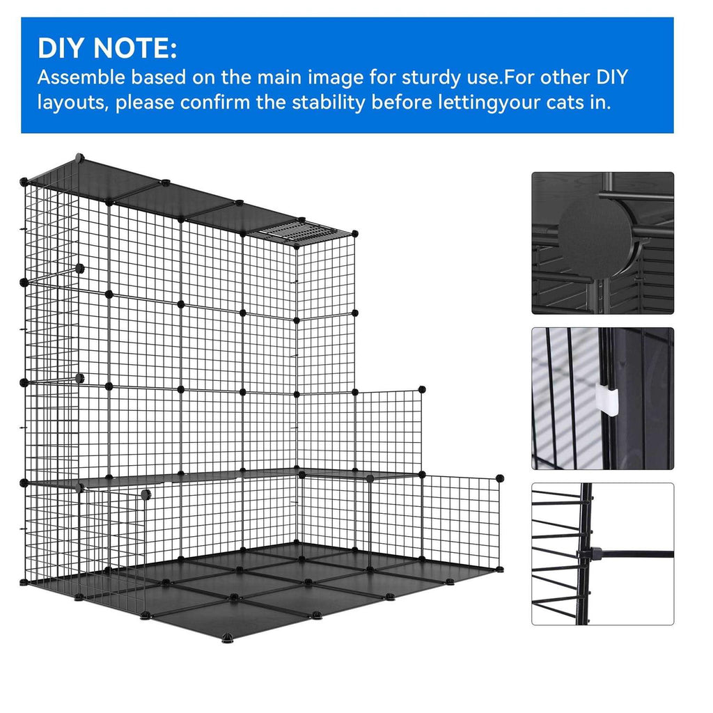 2-Tier Indoor Cat Cage Pet Playpen Y587218