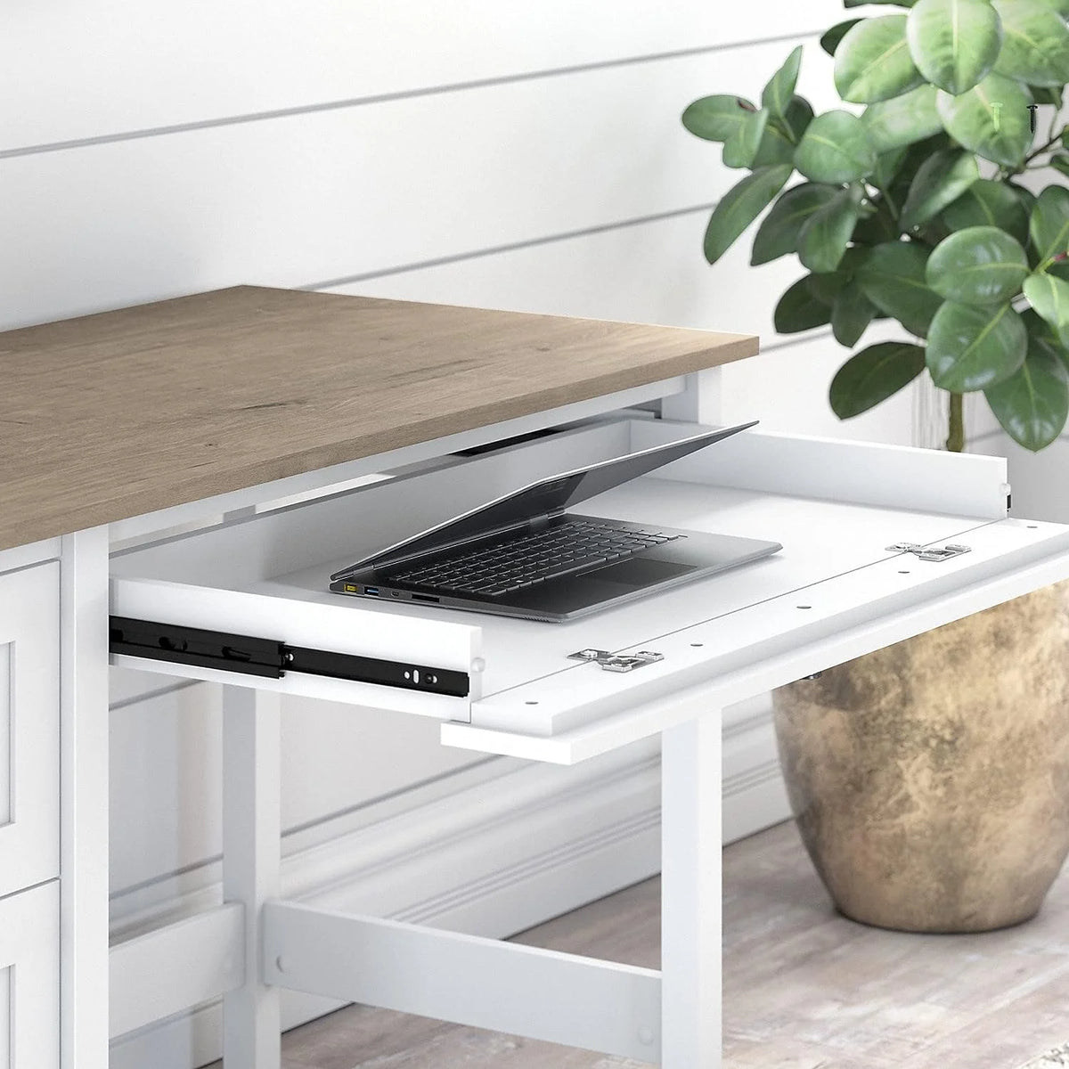 Computer Desk with Drawers and Storage, 54W, Gray/White W315399