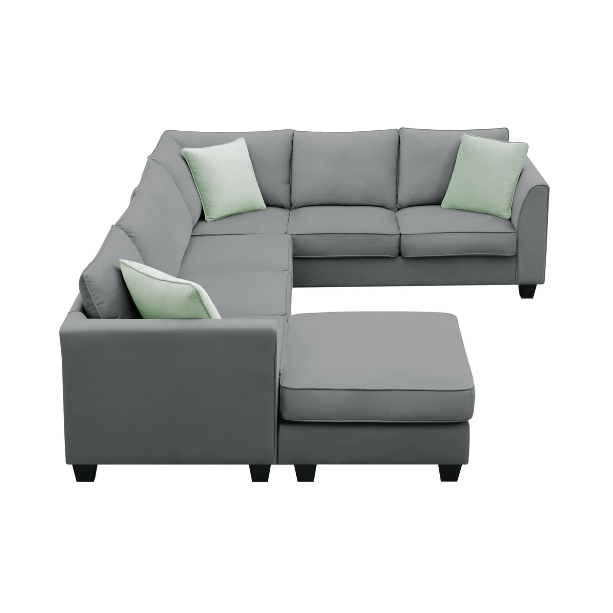 7 Seats L Shape Fabric Sectional Sofa with Ottoman I923