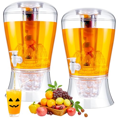 2 Pieces 6.8 L Acrylic Beverage Dispenser with Ice Core and Spigot A5698