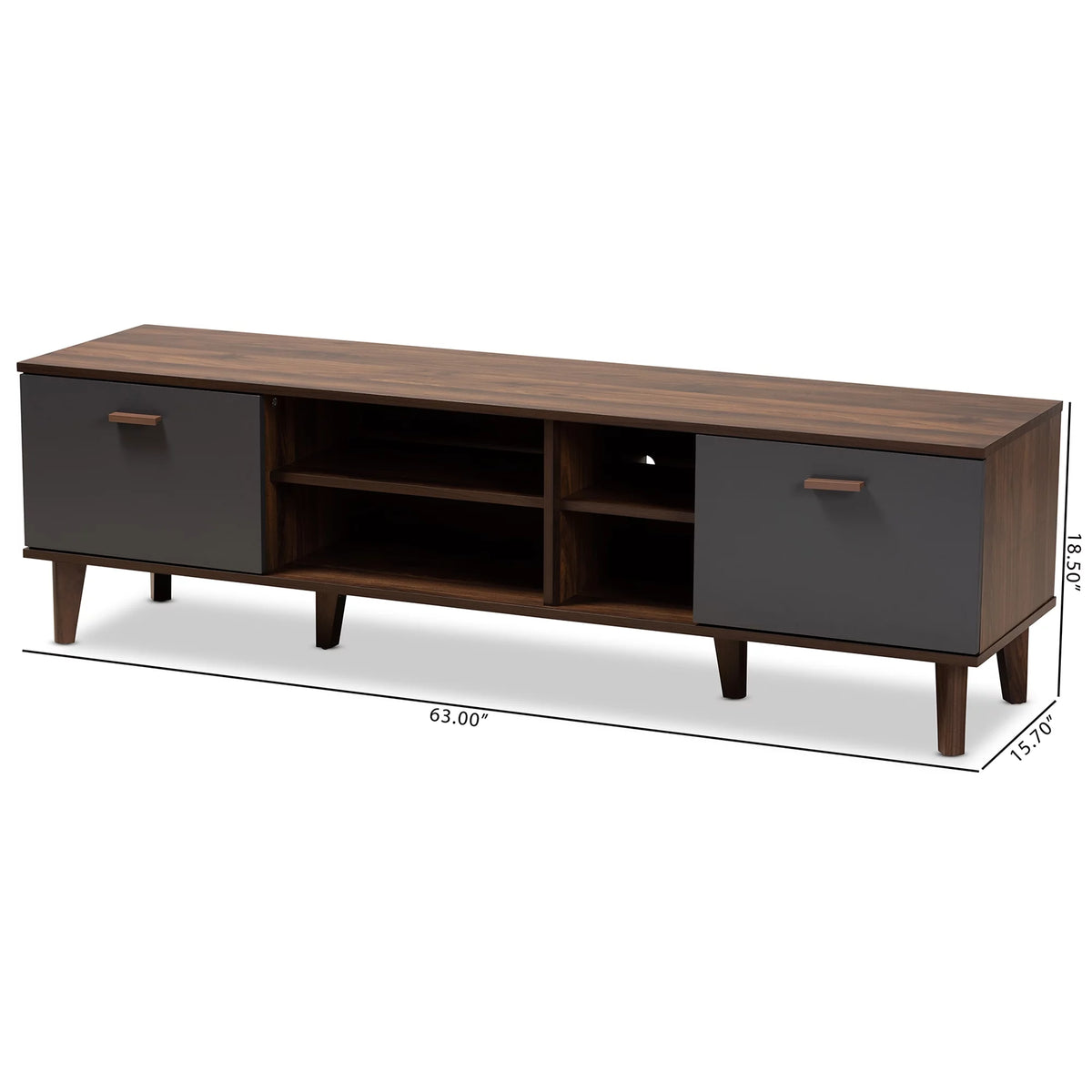 Walnut Brown and Grey Finished Wood TV Stand Q87923