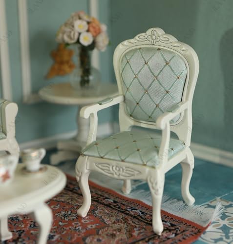 Victorian Dollhouse Furniture Set, 1/12 Scale 8pcs White & Green B504