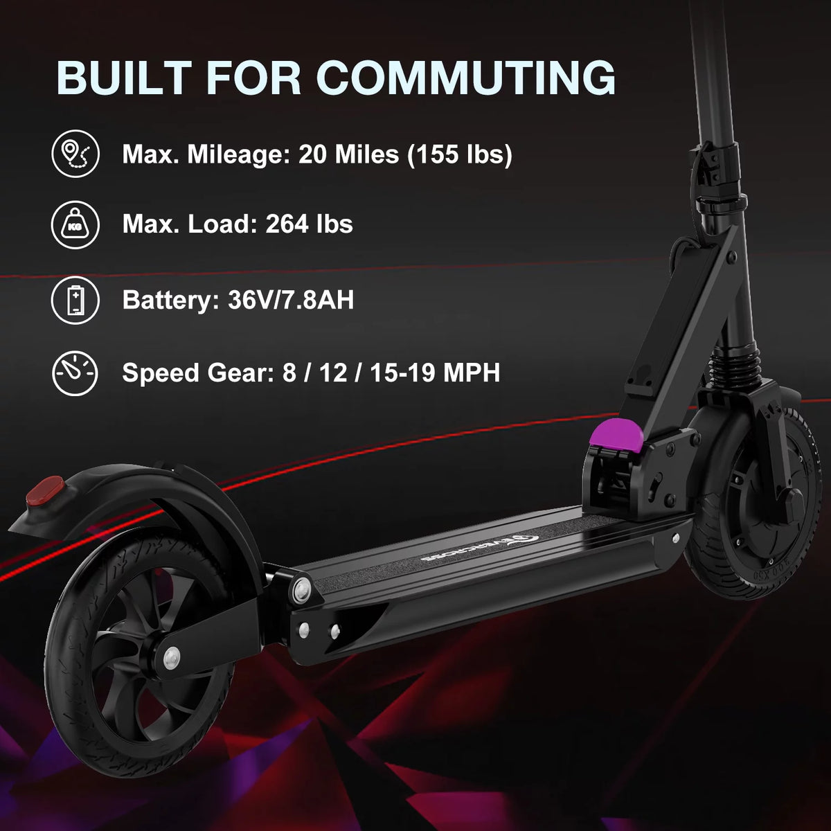 350W Folding Electric Scooter with 8 Solid Tires M8998
