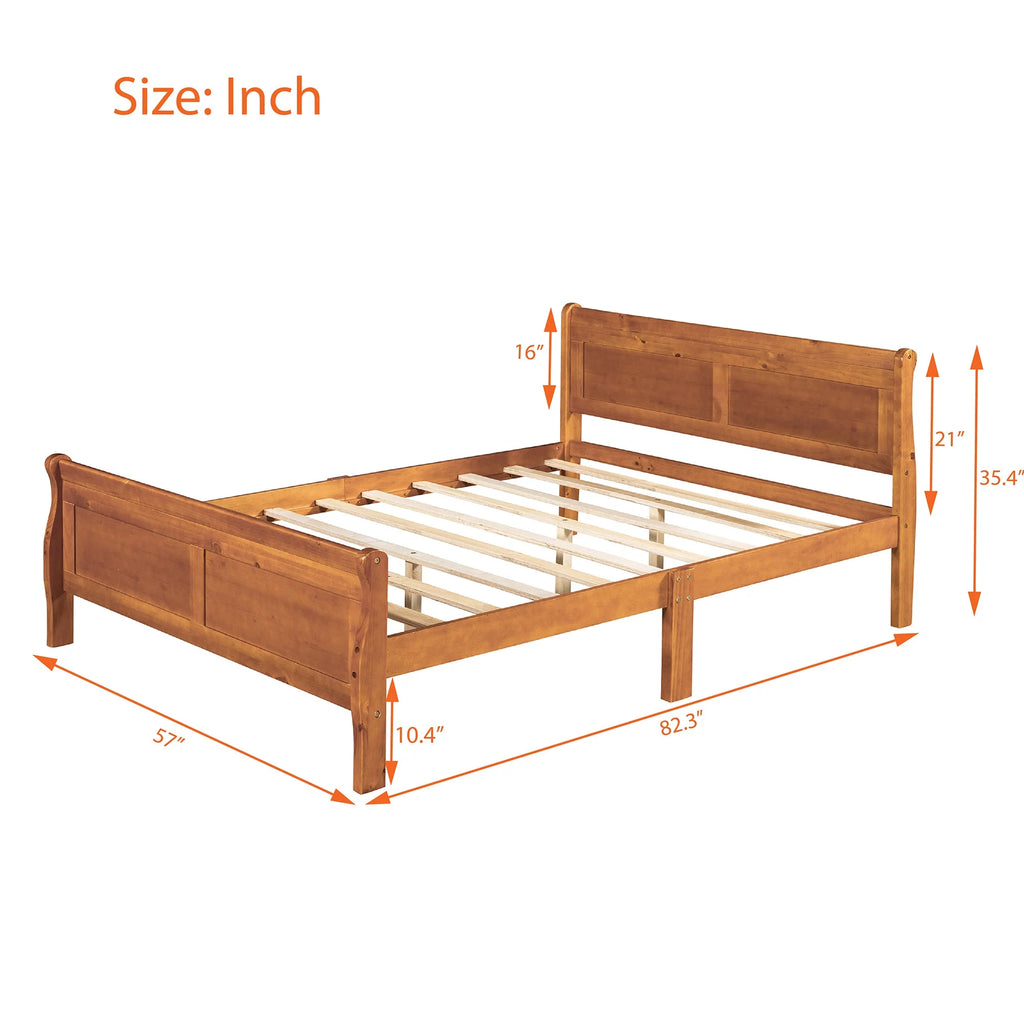 Full Size Wood Platform Bed R3949