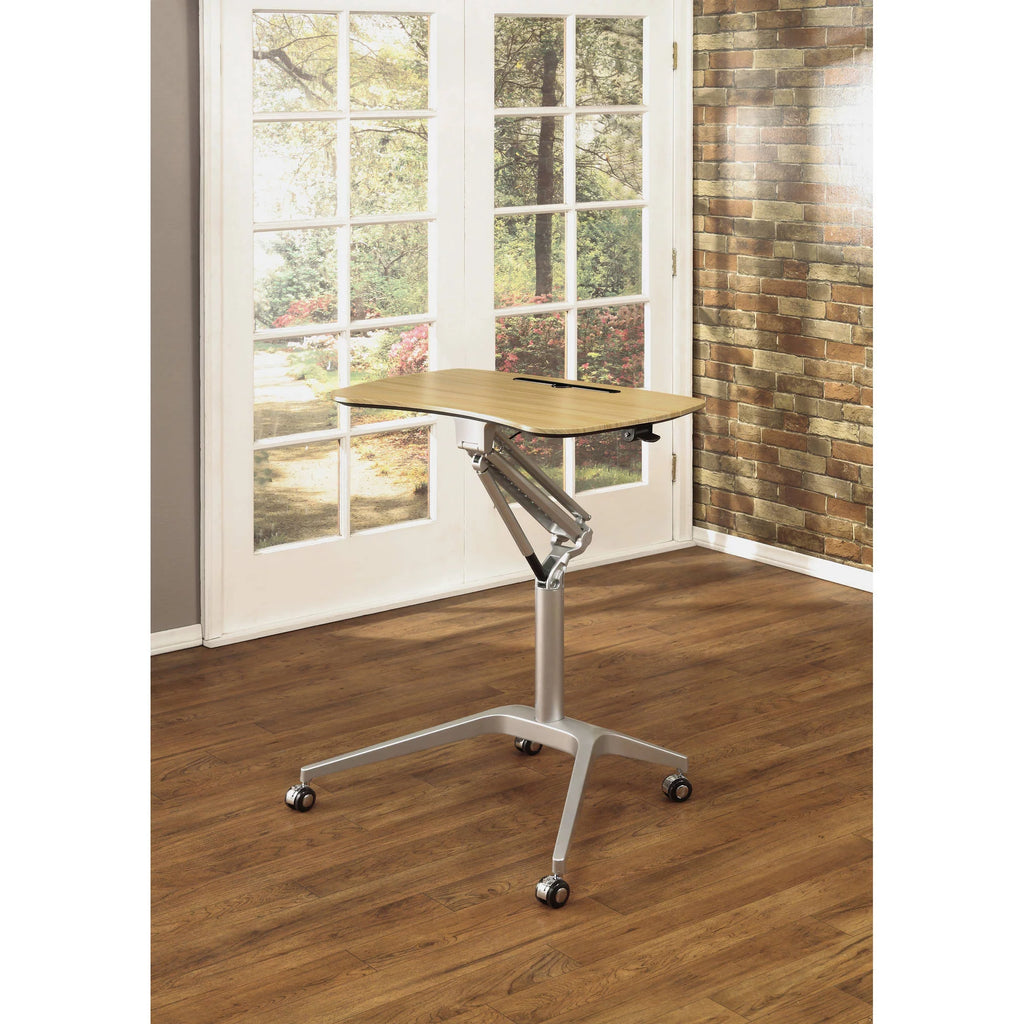 Height Adjustable Steel and Maple Mobile Desk Y7715