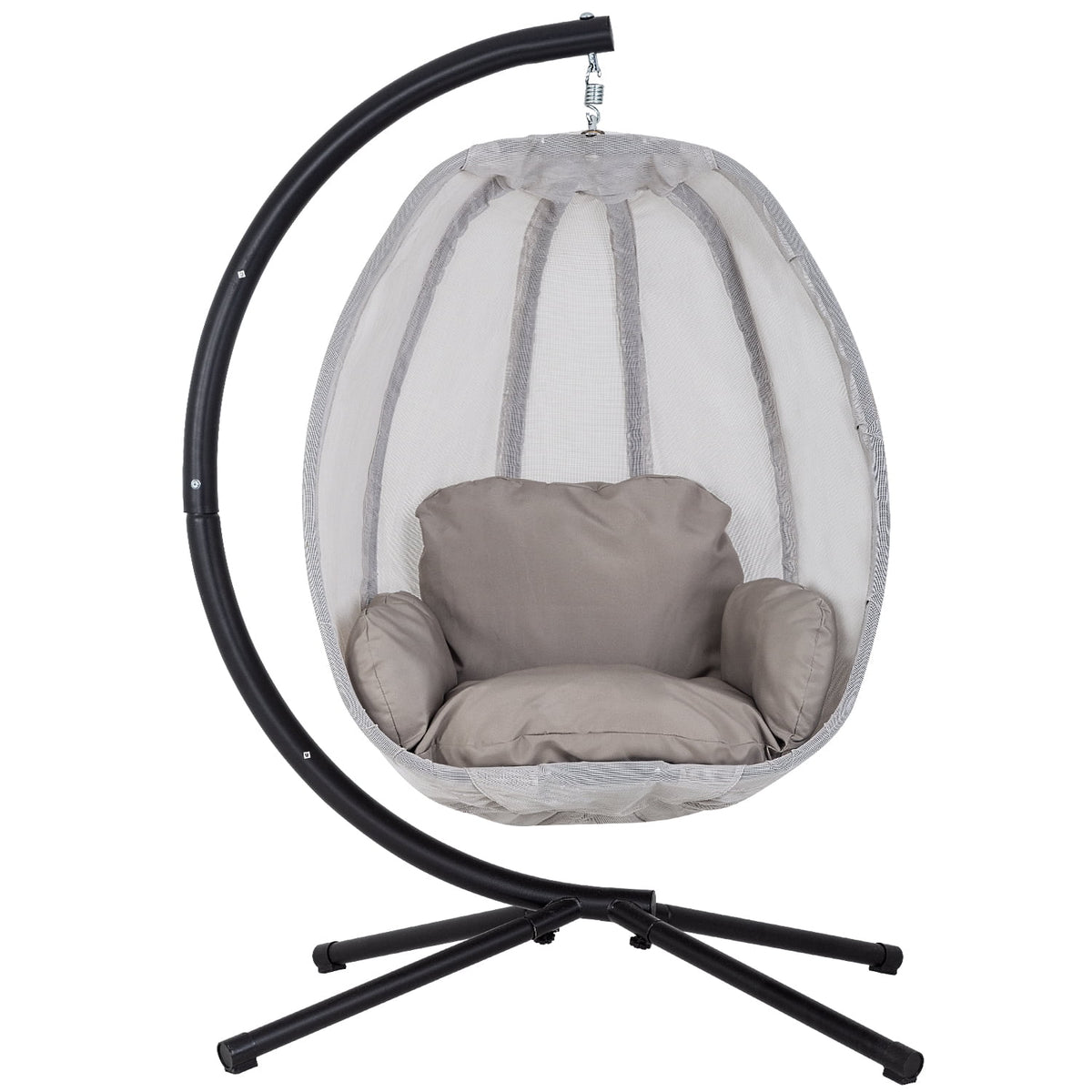Egg Chair with Metal Stand and Cushion, 400LBS Capacity, Gray V62367