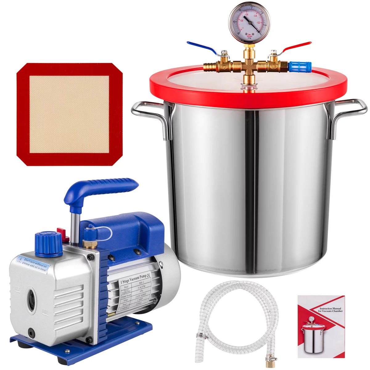 3.6CFM Dual Stages Vacuum Pump with Manifold Gauge Set H276