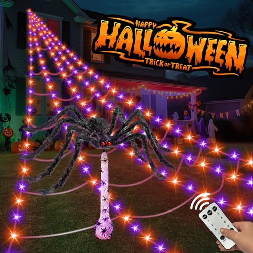 16.4 x 15.7 Ft Prelit Halloween Spider Web Net Lights with Timer L825