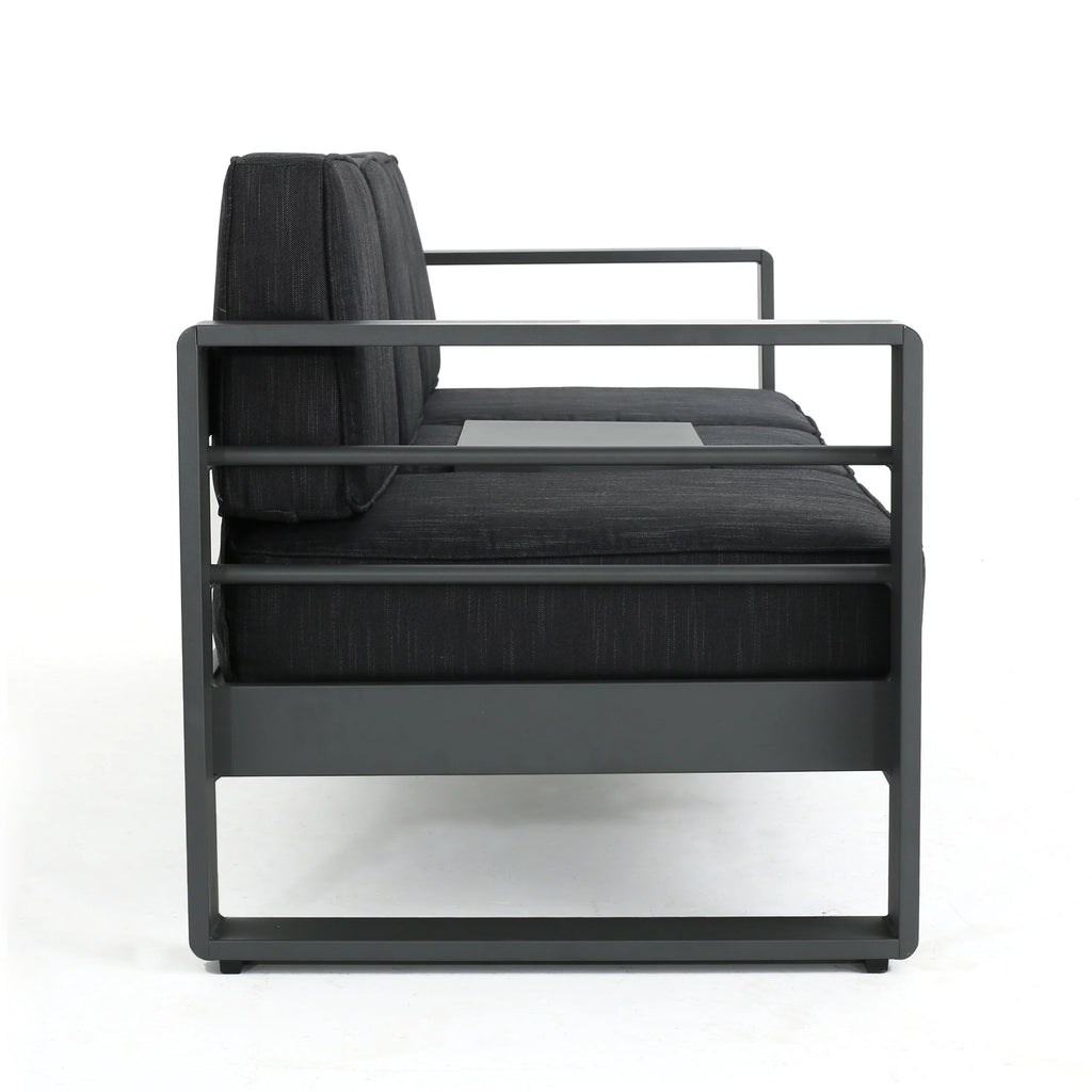 3 Seater Aluminum Loveseat Sofa with Tray L724295