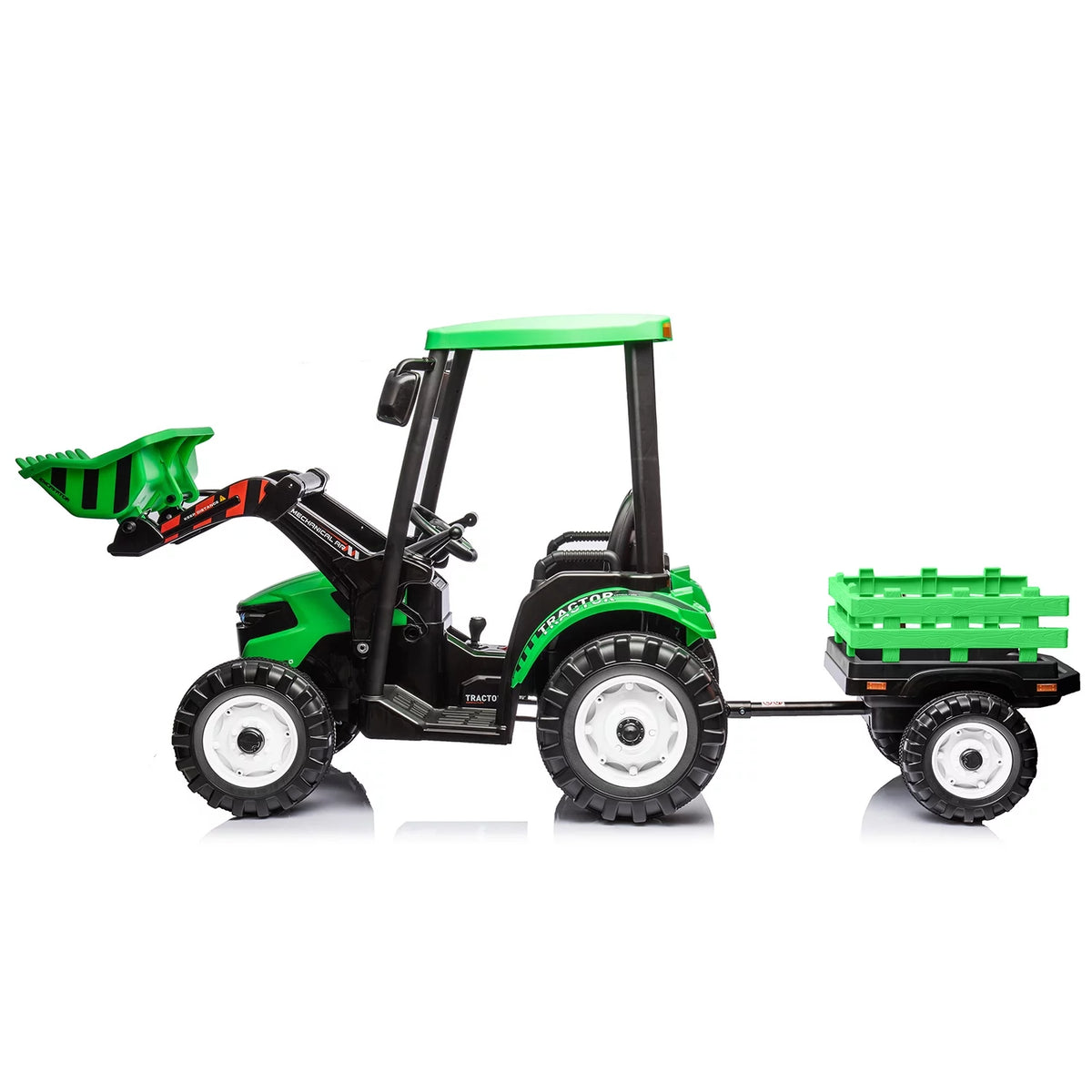 24 V Powered Ride Ons Tractor with Trailer, Green W631
