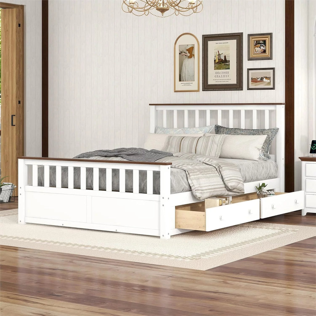 Queen Size Storage Platform Bed with 2 Drawers K91997