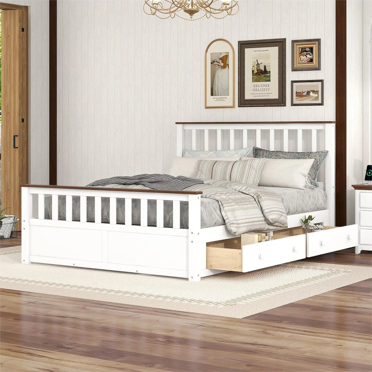 Queen Size Storage Platform Bed with 2 Drawers K91997