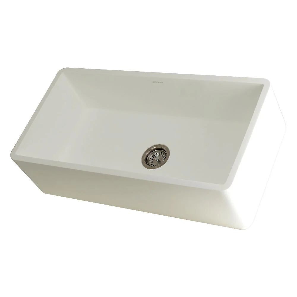 36 In. Apron Front Farmhouse Single Bowl Kitchen Sink, Matte White B186024