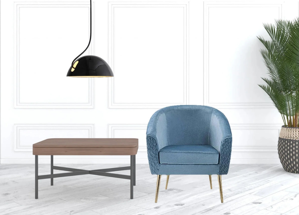 Blue Velvet Barrel Chair V647