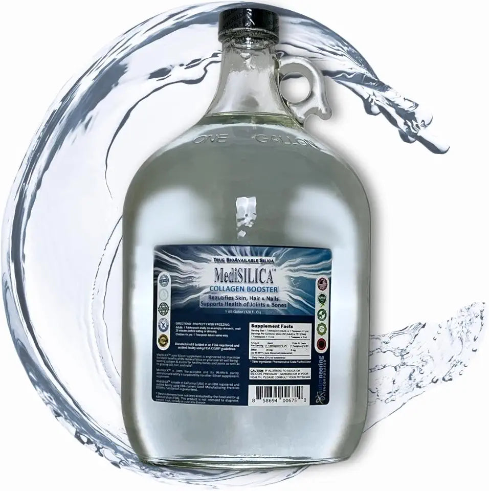 Water-Soluble Silica Nutritional Supplement 1 US Gallon Clear Glass Jug H595260
