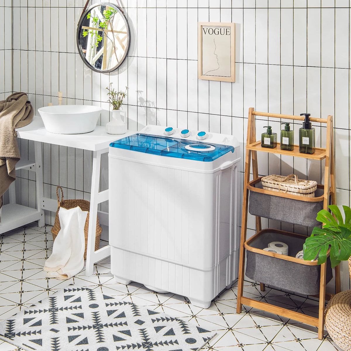 26lbs Portable Semi-automatic Twin Tub Washing Machine D90758