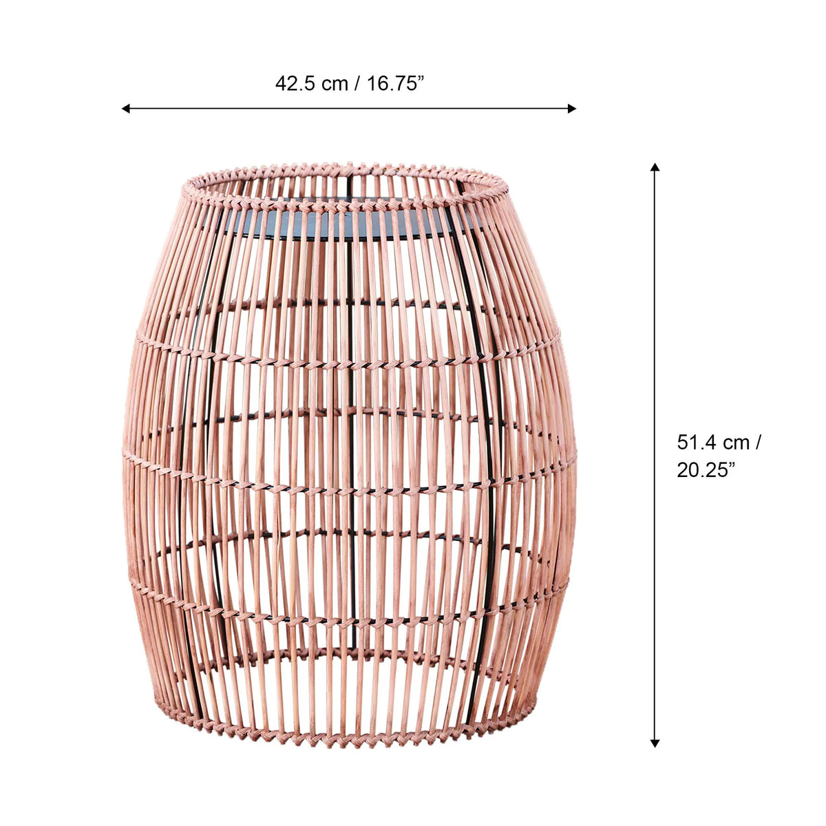 Patio Bamboo Side Table with Iron Tabletop O28590