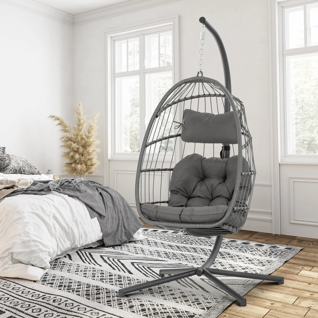 Hanging Egg Chair with Stand and Cushion X597