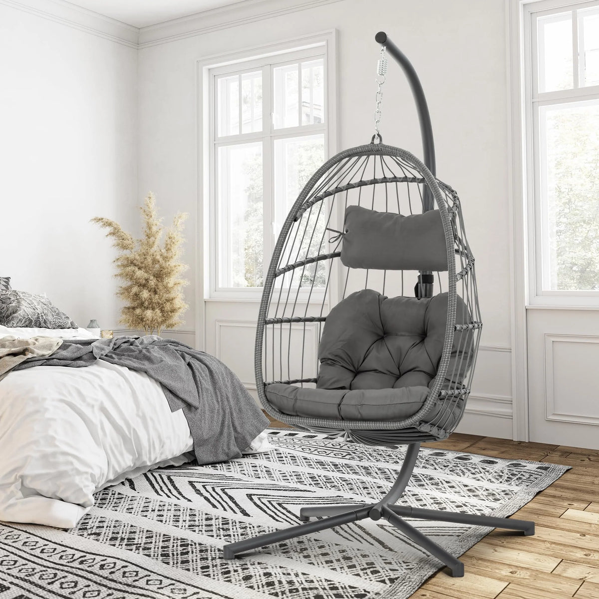 Hanging Egg Chair with Stand and Cushion X597