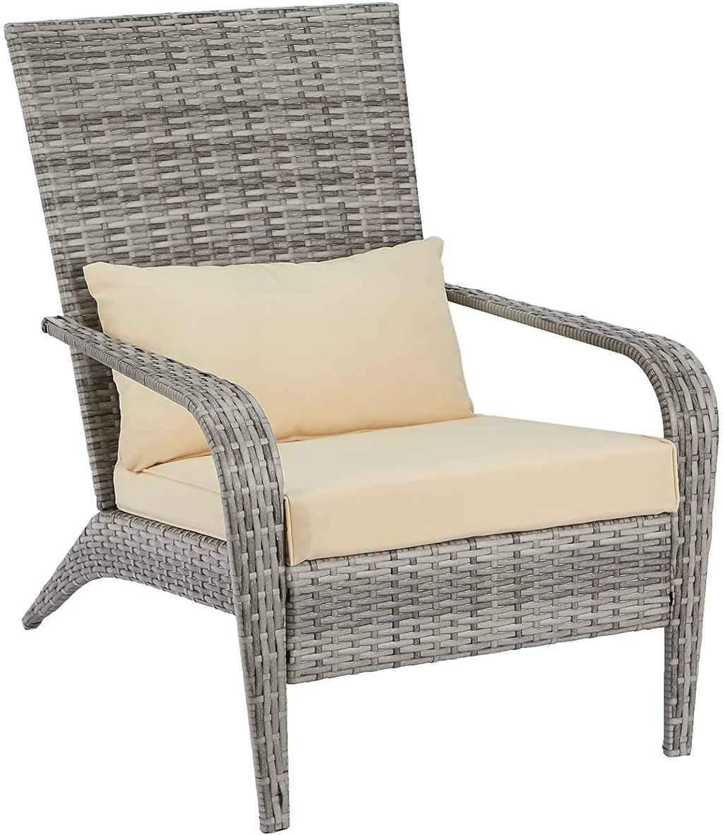 High Back Wicker Outdoor Dining Chairs with Cushion and Pillow in Gray Y345
