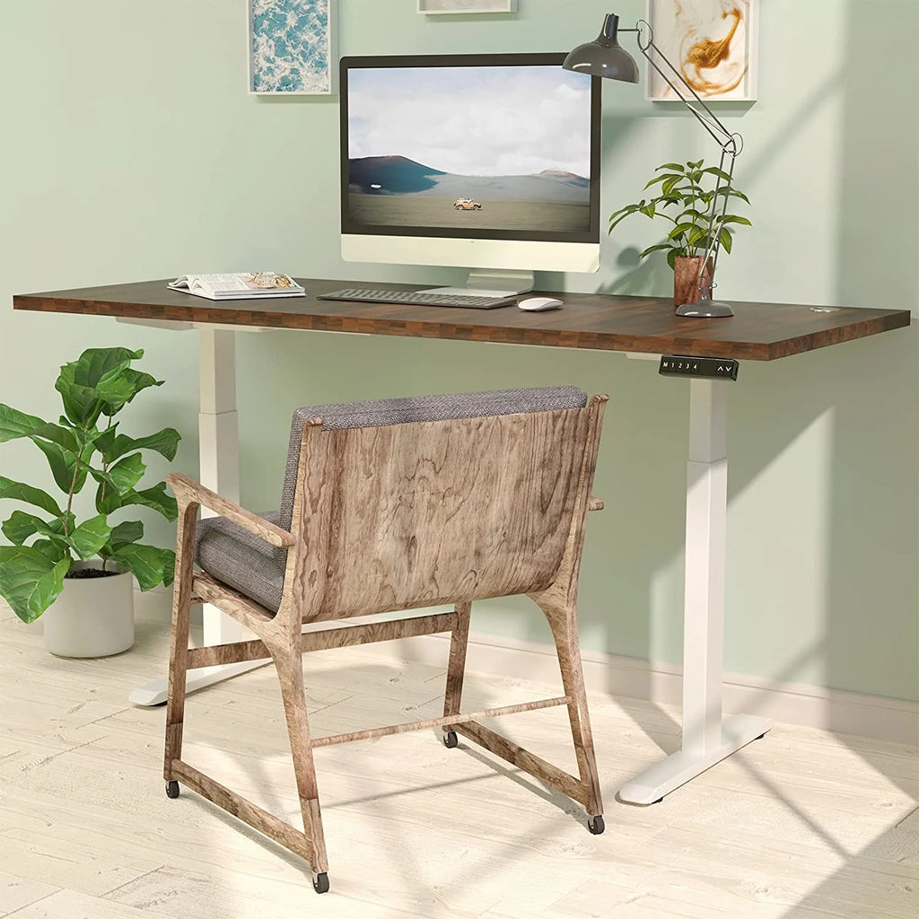Dual Motor Height Adjustable Desk with White Frame F12629