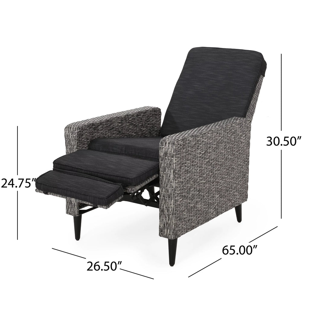Set of 2 Wicker Outdoor Recliner with Cushion Q167247