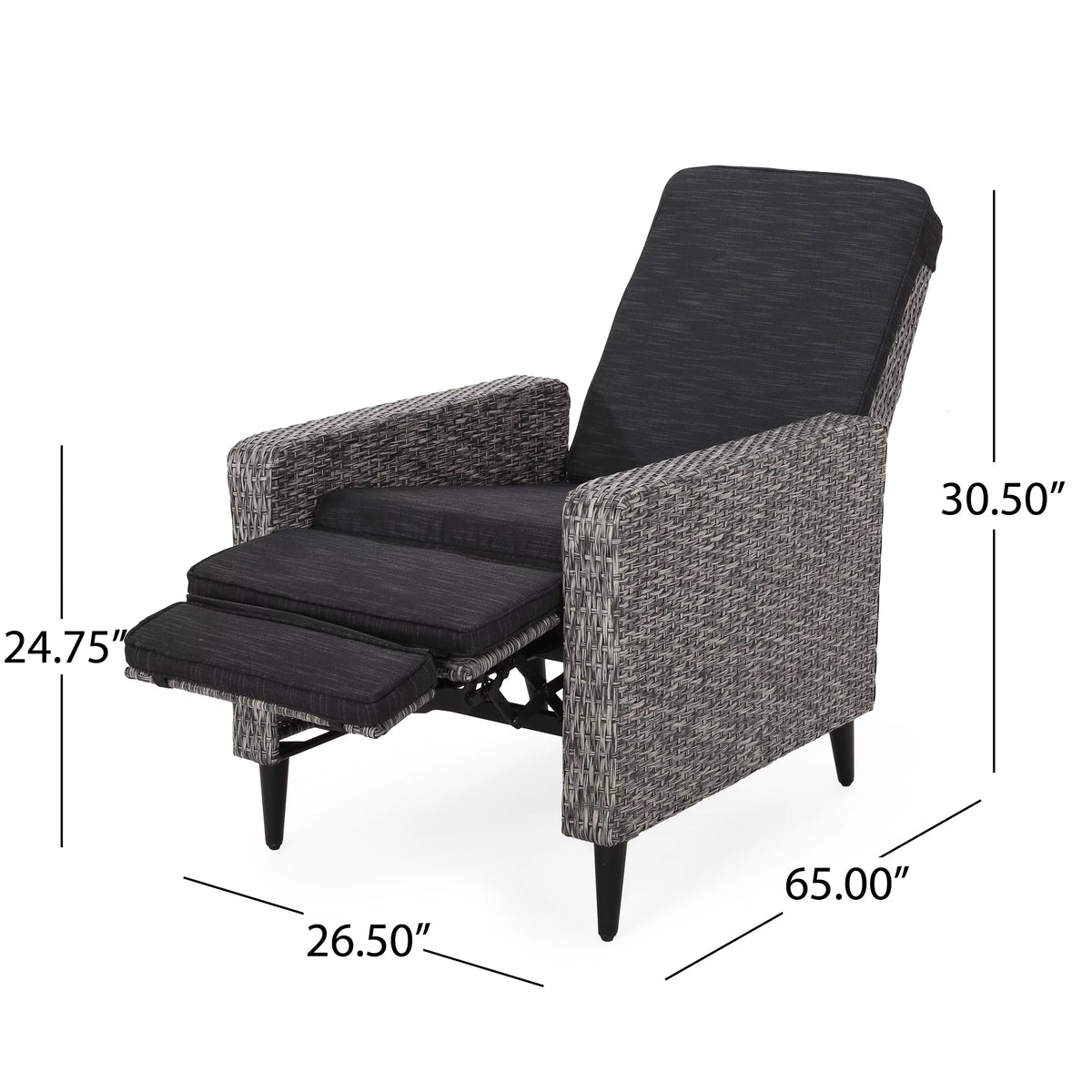 Set of 2 Wicker Outdoor Recliner with Cushion Q167247