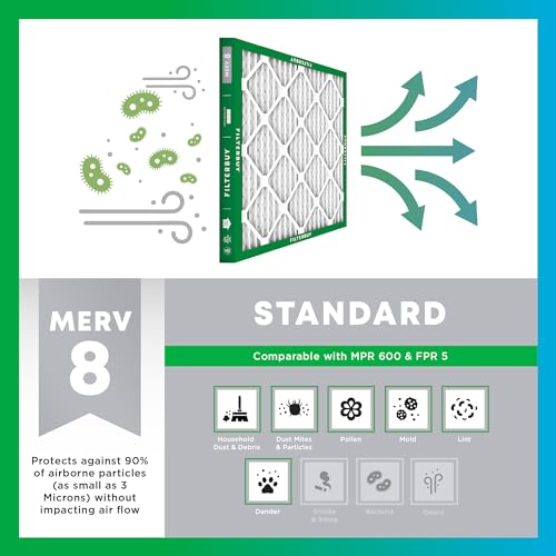 16x25x1 MERV 8 Pleated HVAC Air Filter 4-Pack Q8220