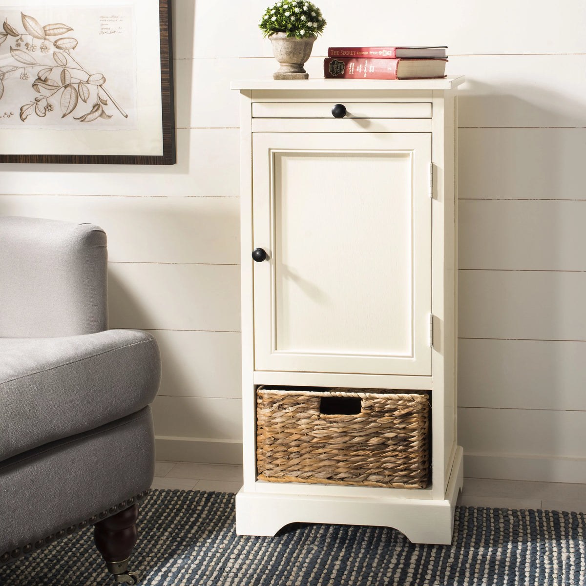Tall Storage Unit with Pullout Table and Basket C3518