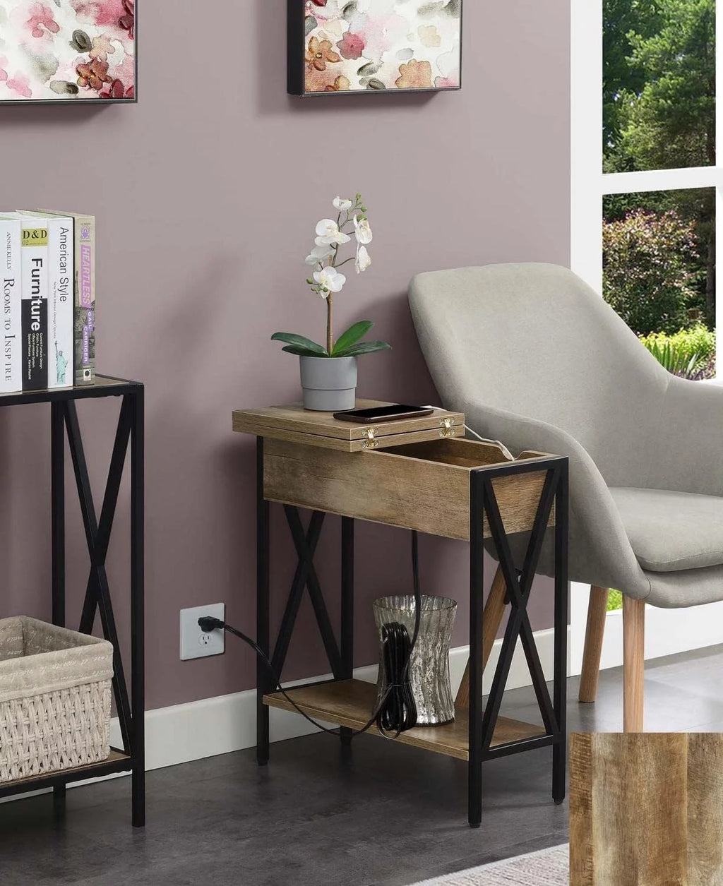 End Table with Charging Station and Shelf L239820