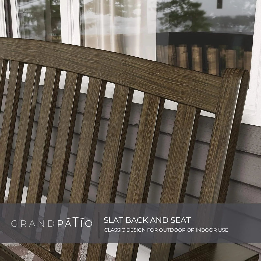 Brown Wood Grain Metal Garden Bench K403367