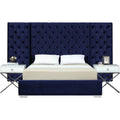 Navy Velvet King Bed Y394488